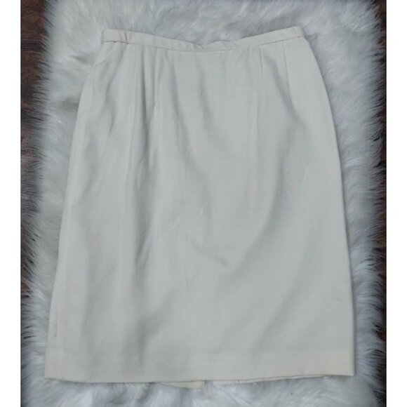 NWT Pendleton 100% Wool Pleated Front Pencil Skirt White Women's Petite Size 12 - Picture 5 of 13